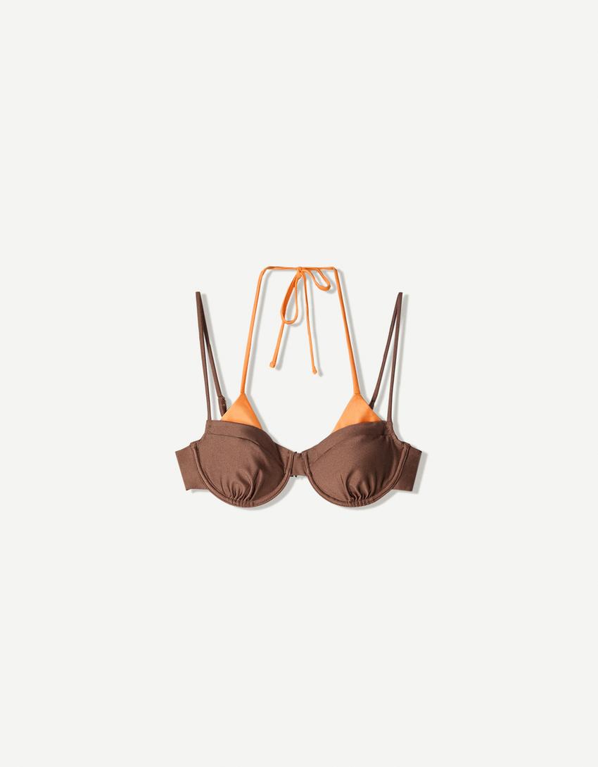 Layered bikini top-Orange-0