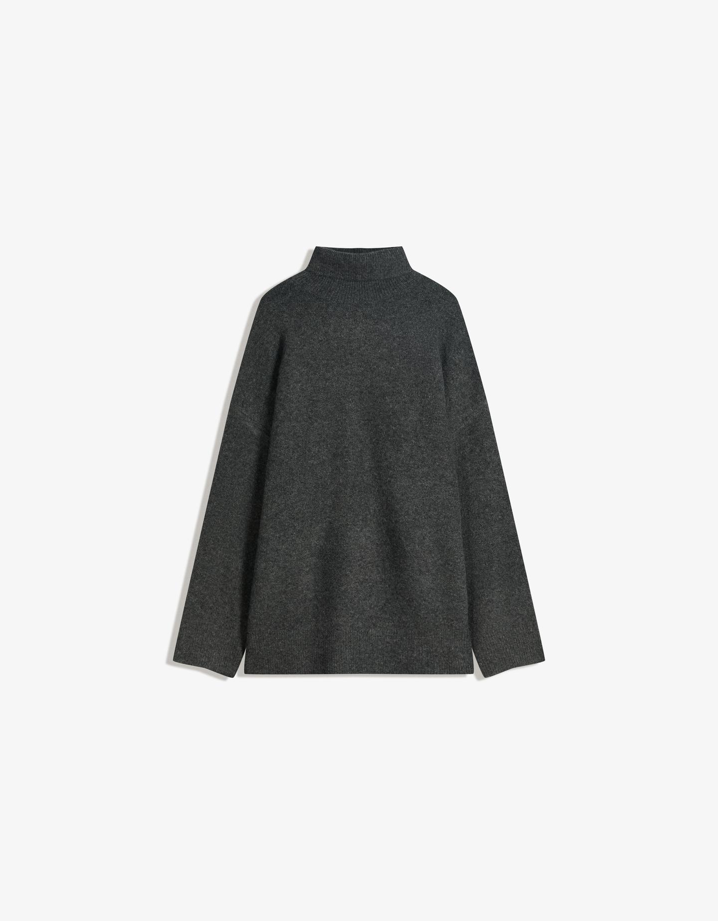 Bershka Jersey Cuello Alto Oversize Mujer M Gris Oscuro