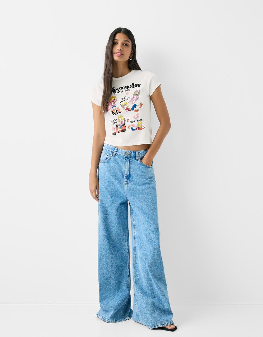 Lizzie McGuire short sleeve T-shirt-Off white-3