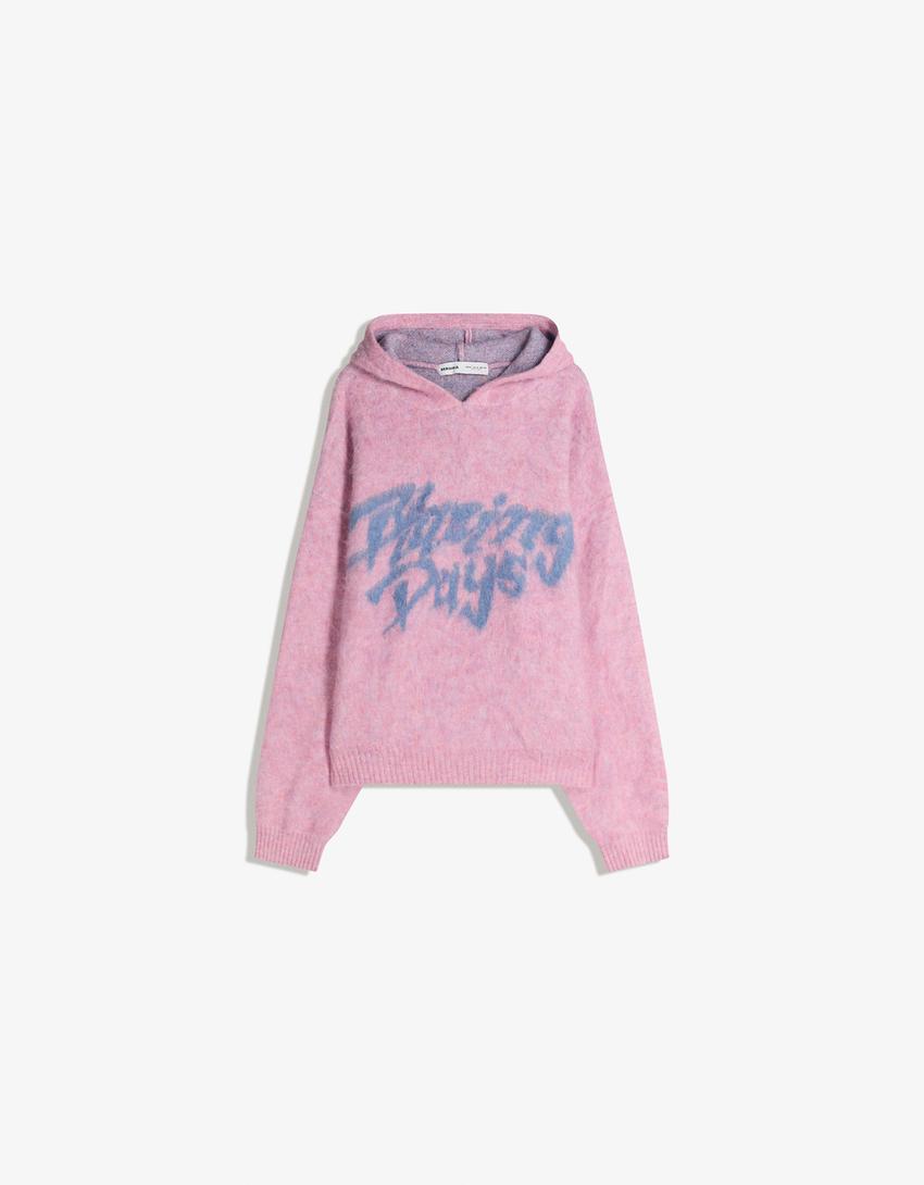 Brushed effect print jumper-Pink