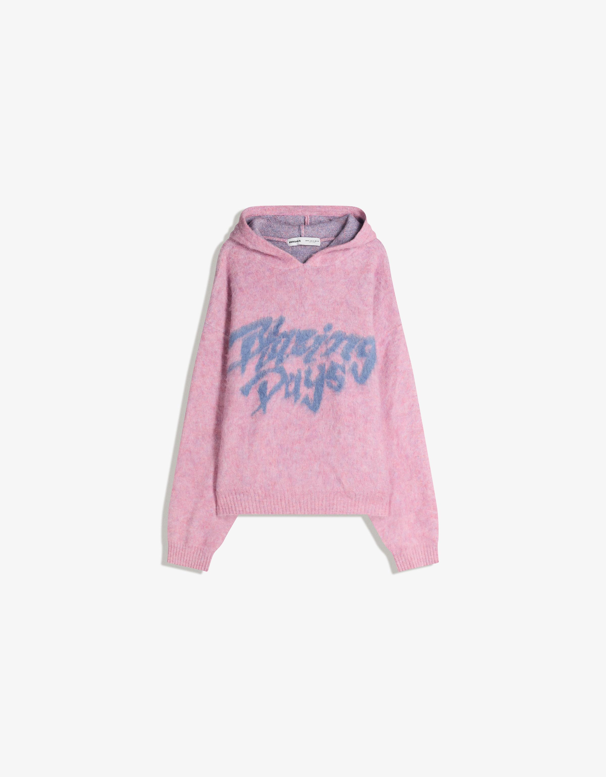 Bershka Pullover Mit Gebürstetem Print-Effekt Herren Xl Rosa
