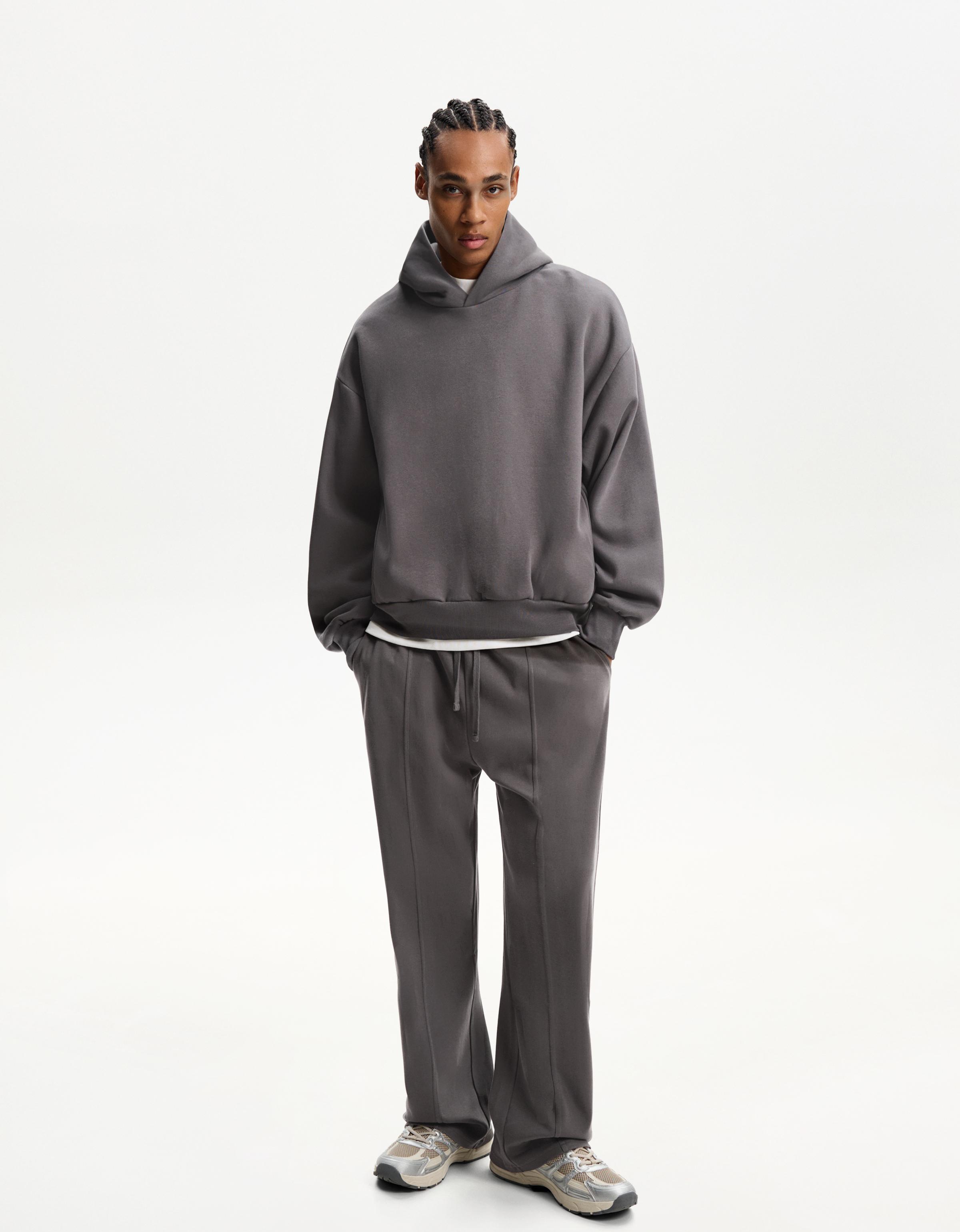 Bershka Wide-Leg-Hose Herren S Grau
