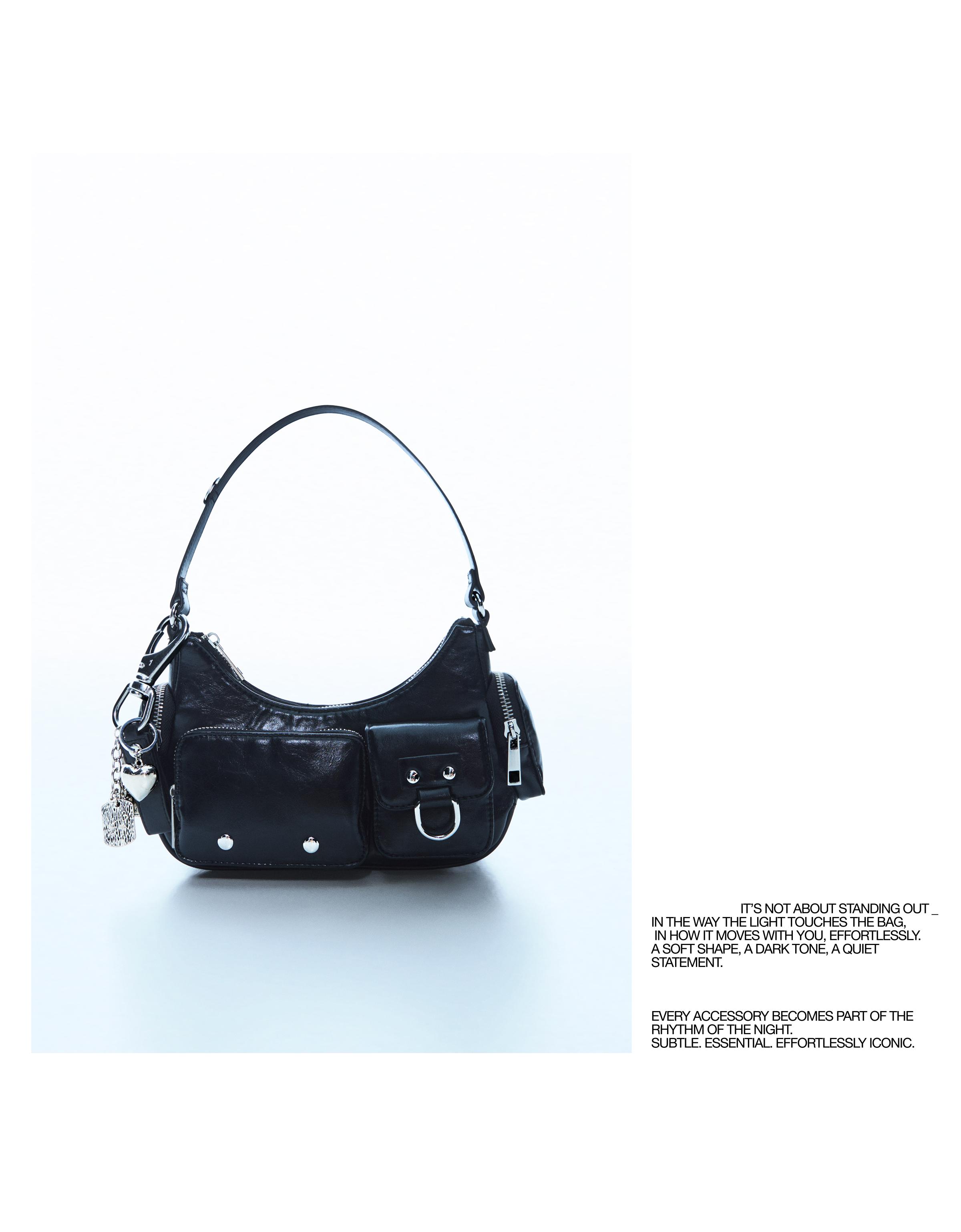 Multi-pocket shoulder bag — Black