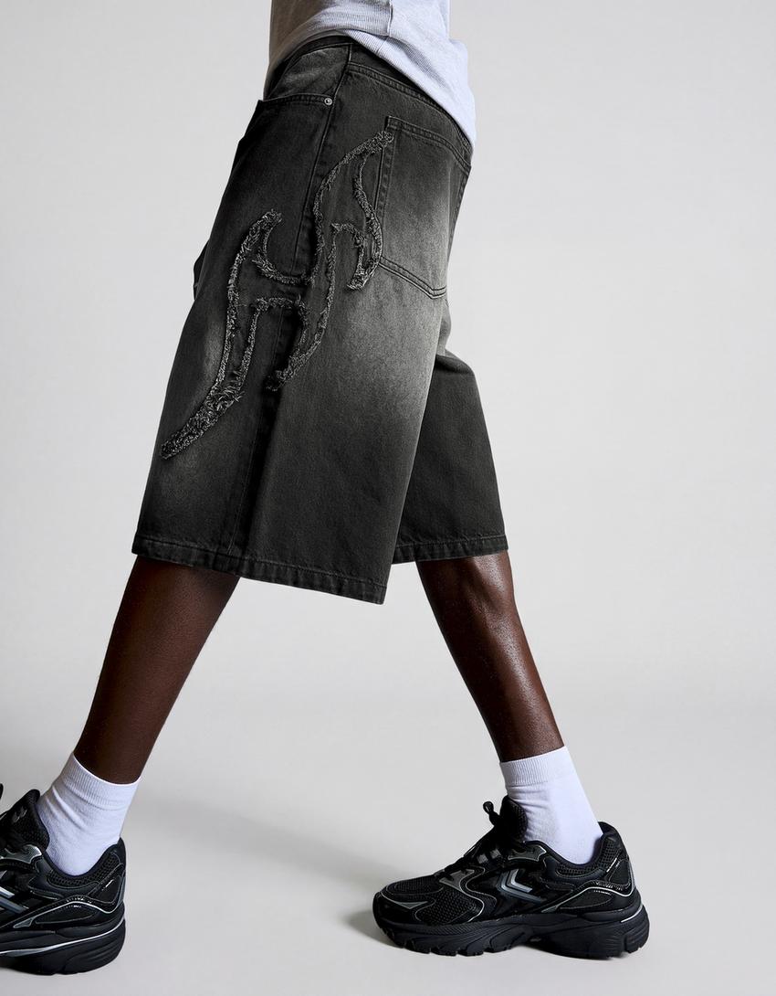 Bermuda baggy fit patch-Nero