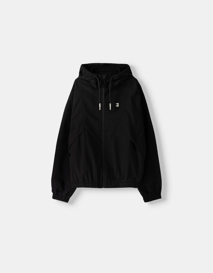 Casaco capuz efeito enrugado-Preto-4