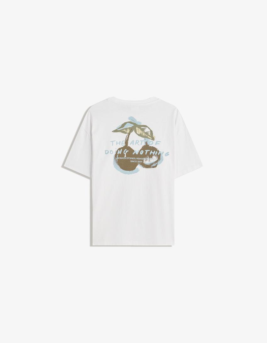 T-shirt manches courtes imprimé-Blanc-1