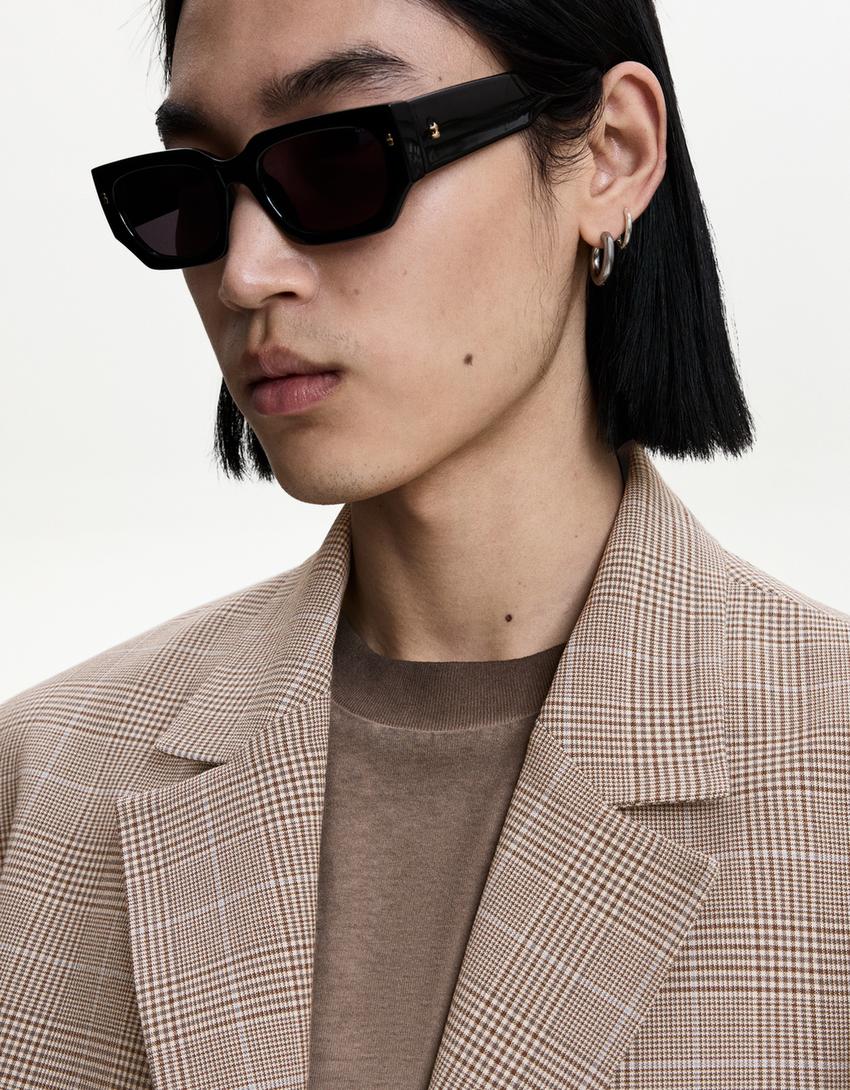 Plaid blazer-Sand-2