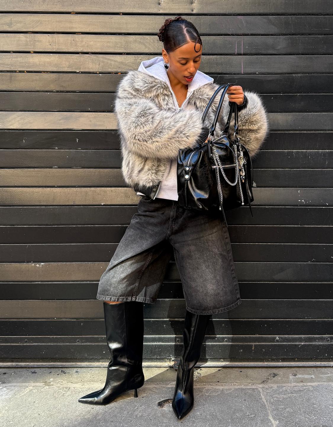 Zip-up faux fur jacket