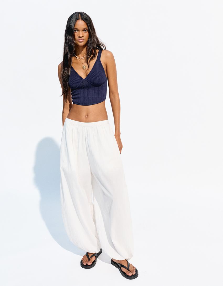 Fantazia Shop Pantalon Femme Bouffant Pantalon Haut Bouffant Femme