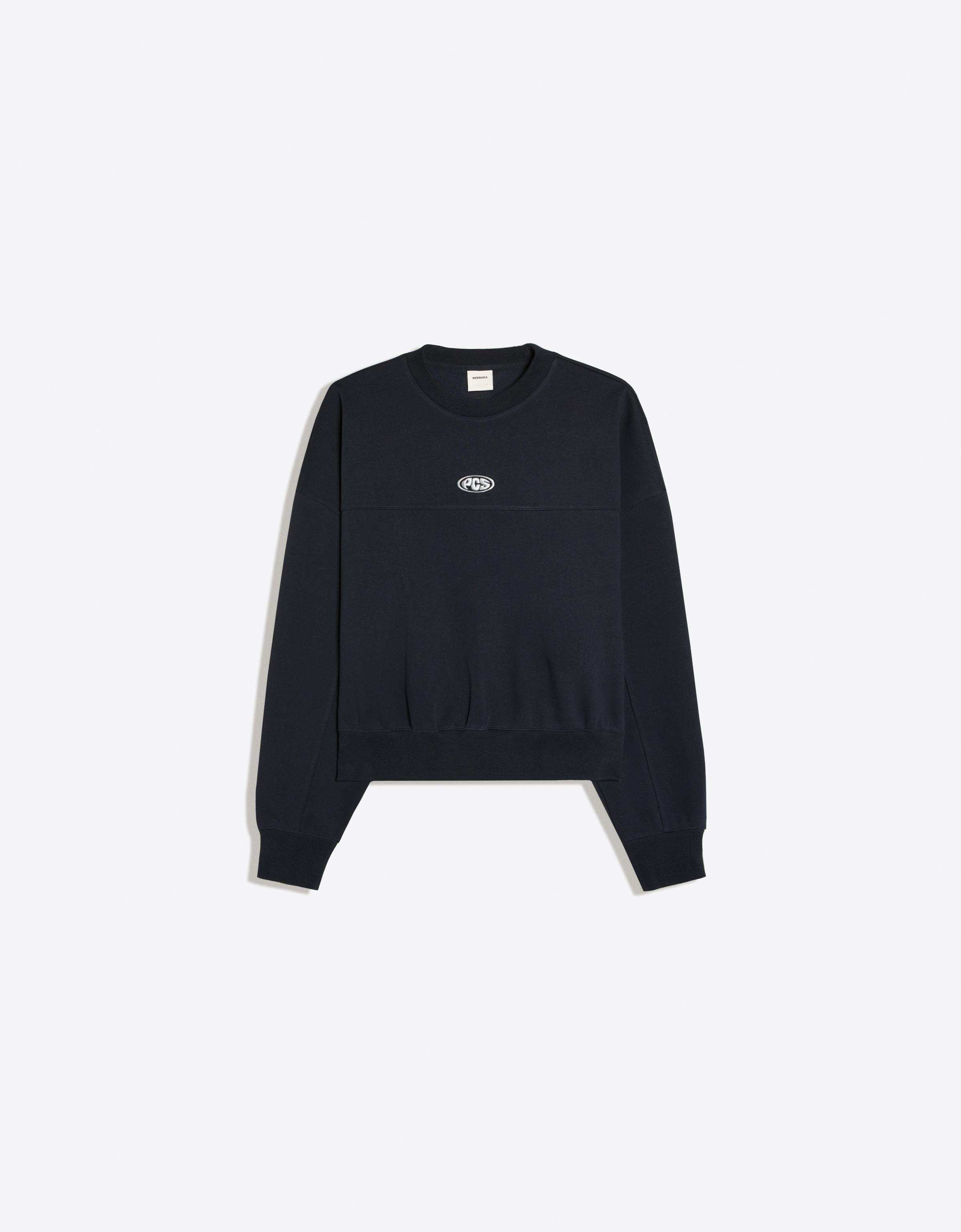 Round neck patch sweatshirt — Navy