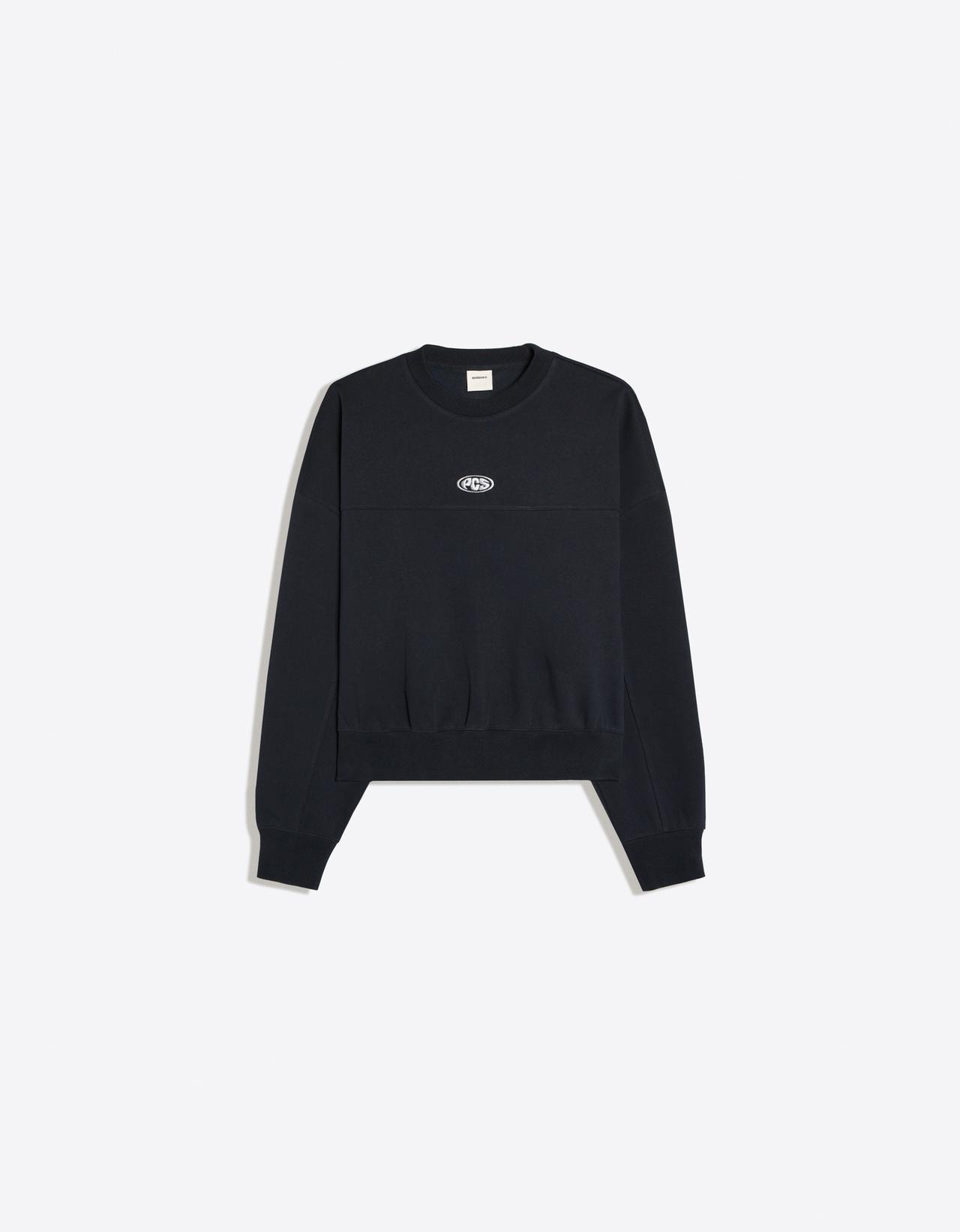 Round neck patch sweatshirt — Navy