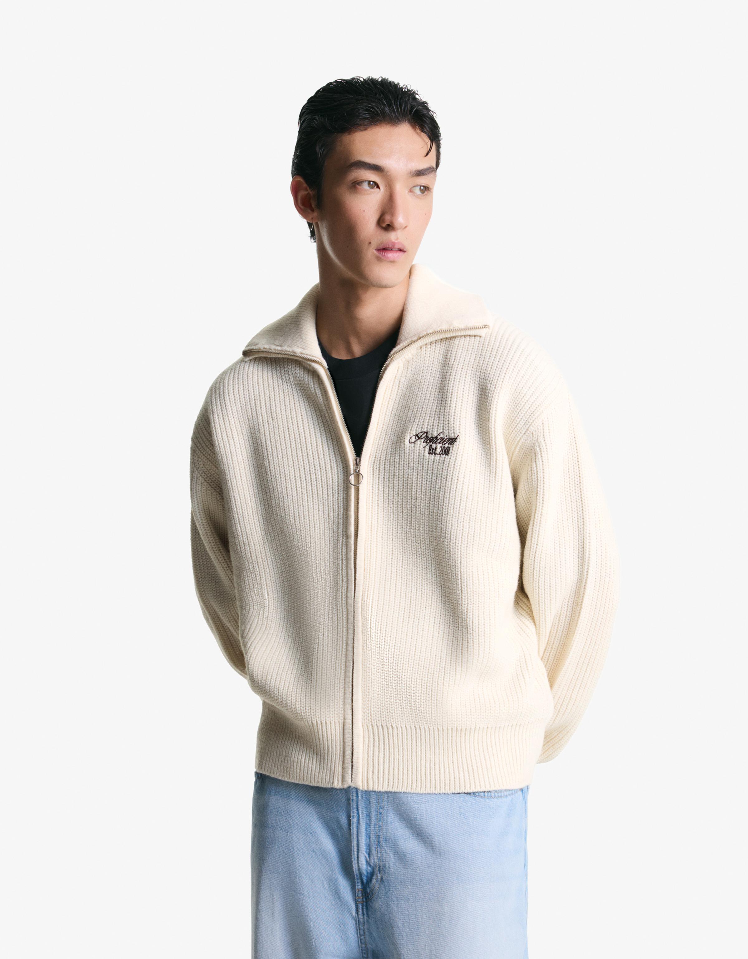 Bershka Jacke Mit Reißverschluss Und Stickerei Herren Xl Grbrochenes Weiss