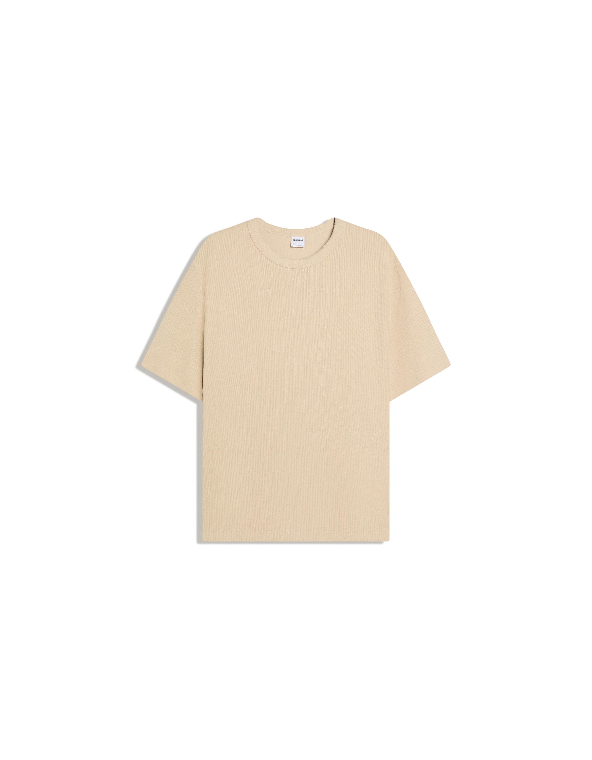 Short sleeve textured T-shirt — Camel