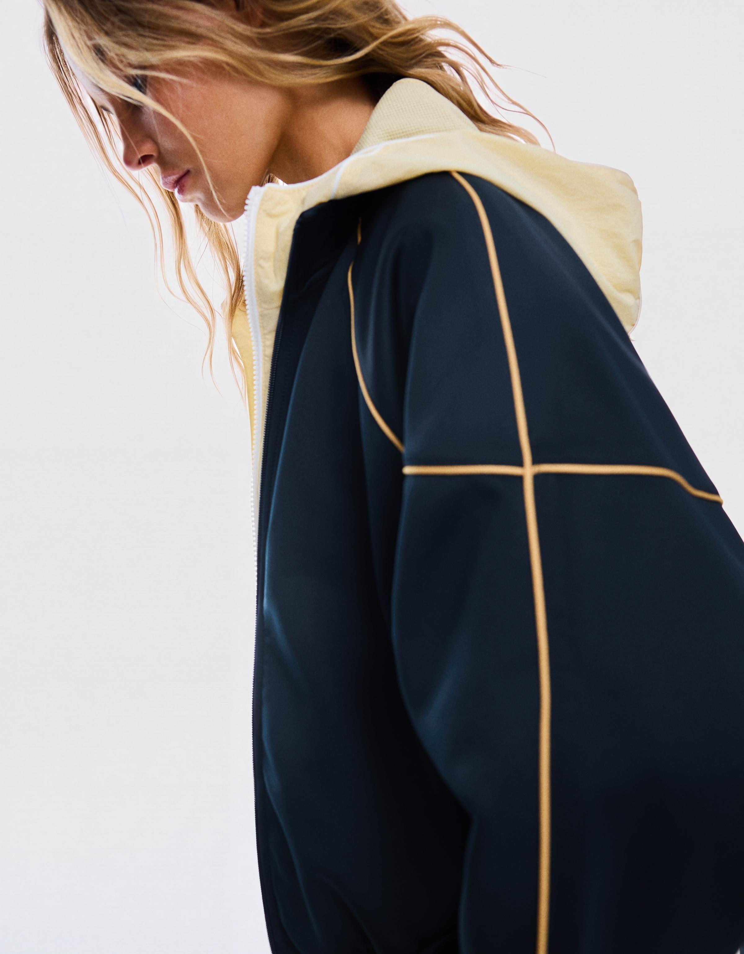 Contrast high neck jacket — Navy