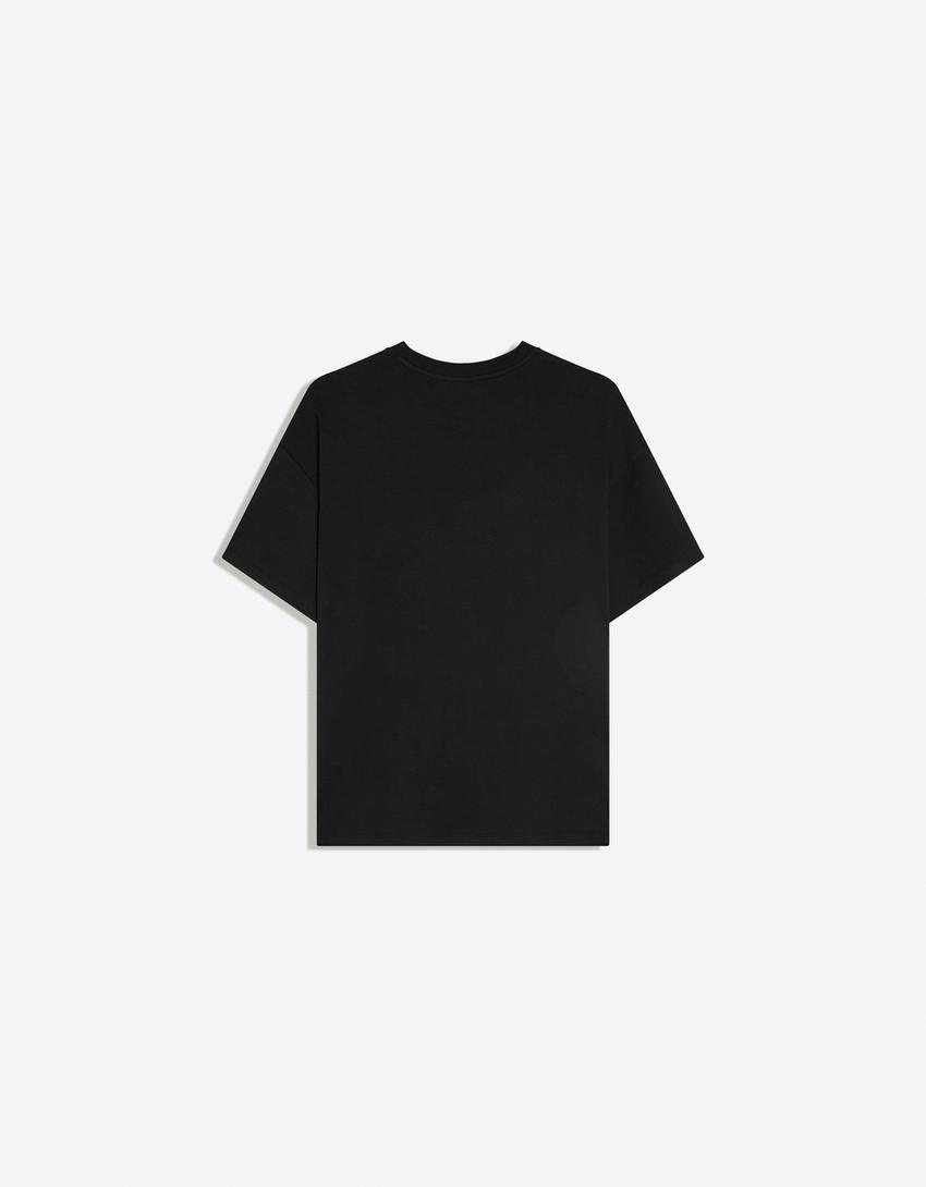 Tricou oversize cu mânecă scurtă-Negru