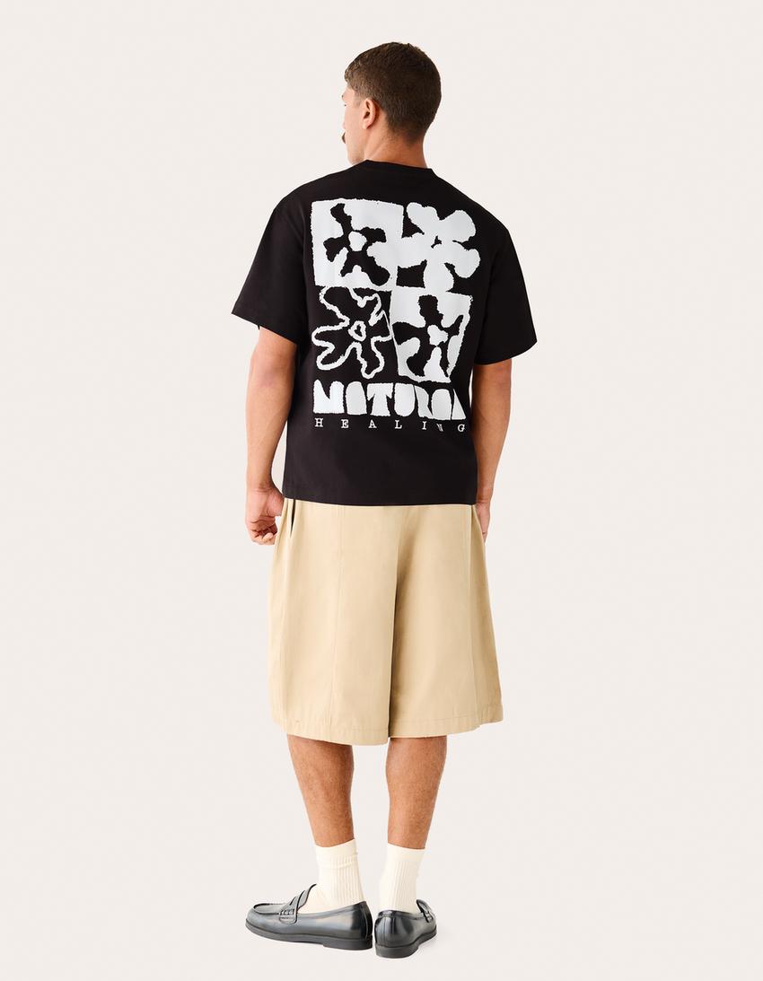 Camiseta manga corta print-Negro