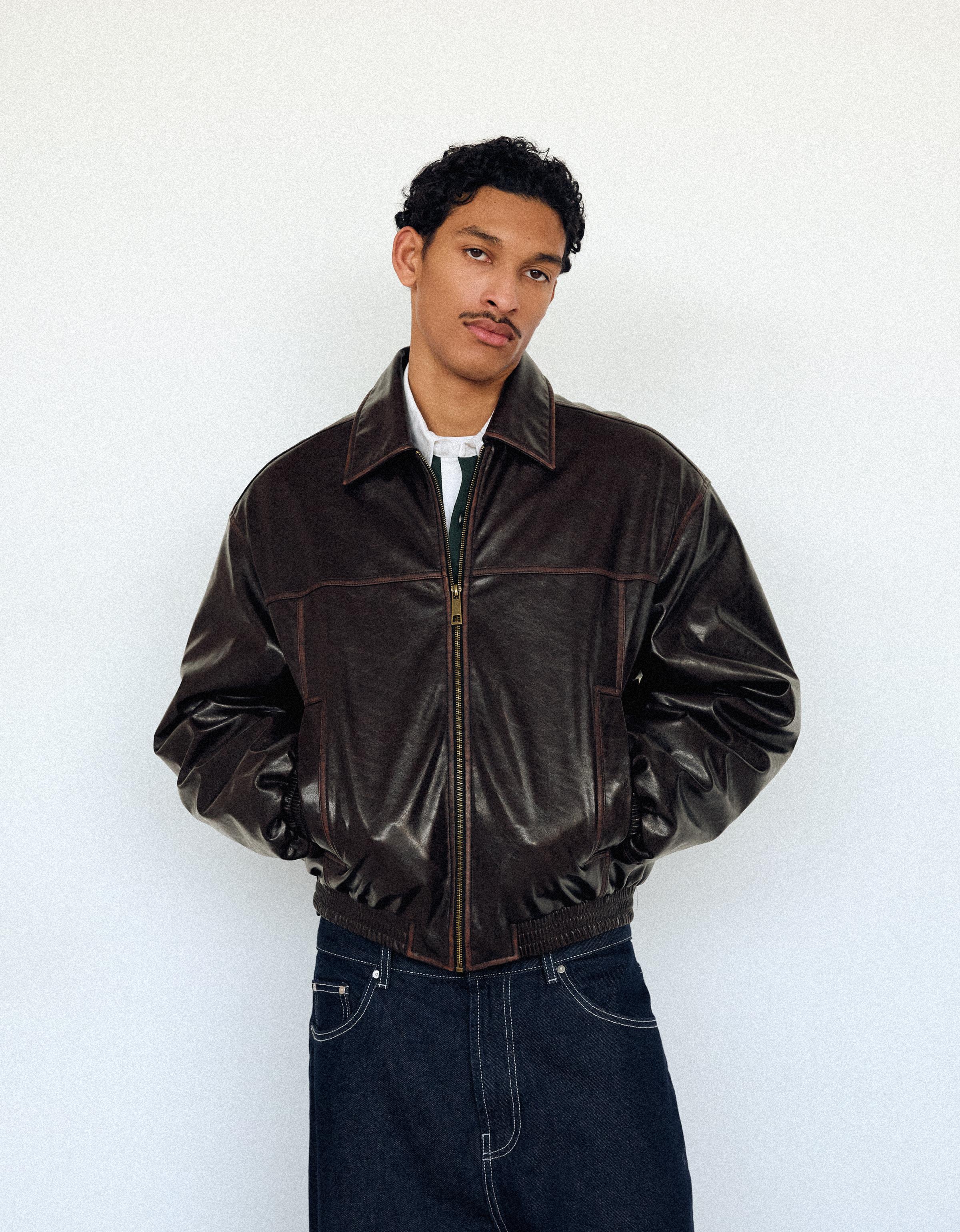 Bershka Jacke Aus Kunstleder Herren M Braun