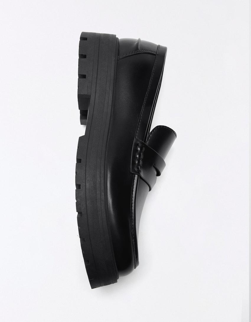 Chunky sole loafers-BLACK