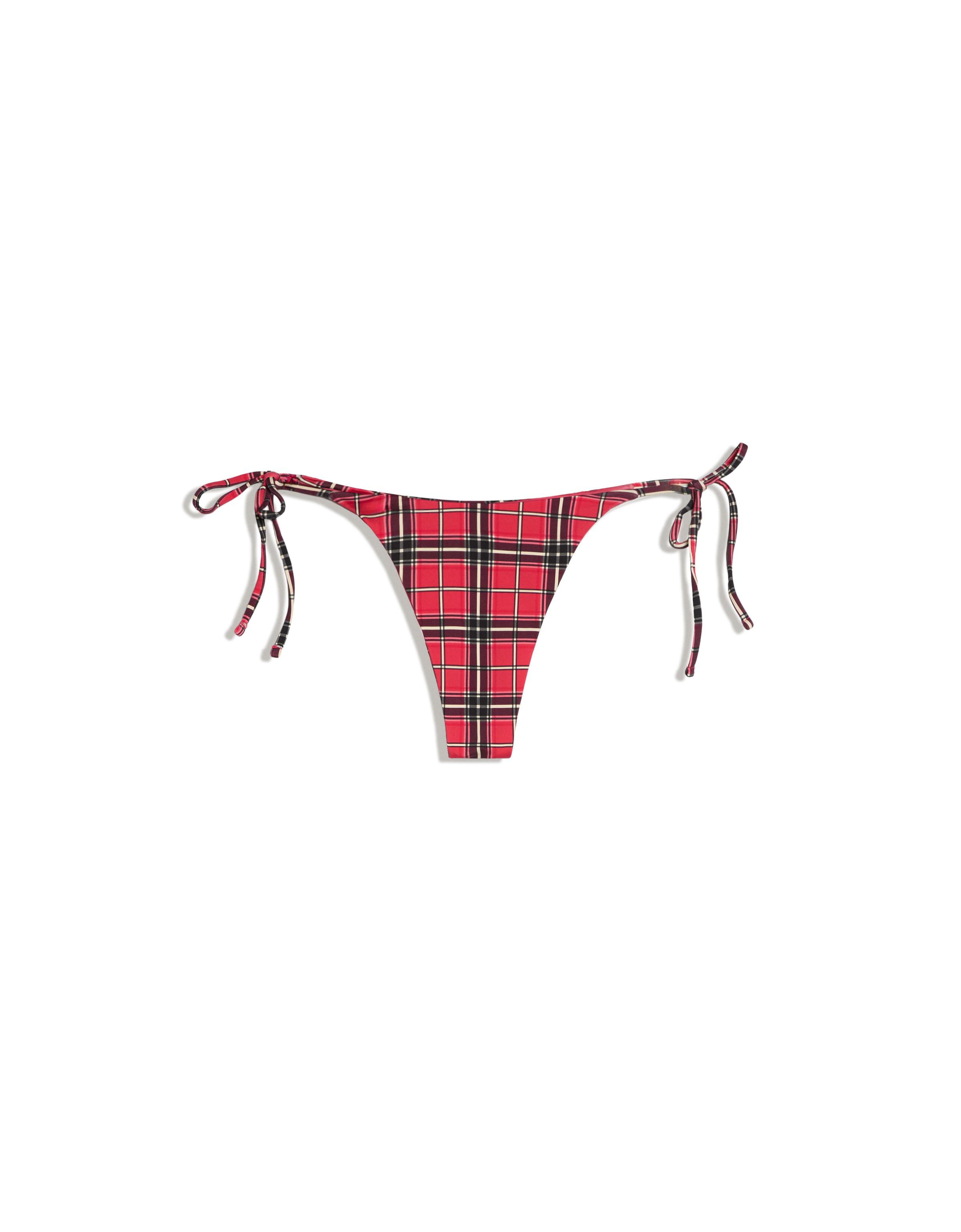 Gingham bikini briefs — Red