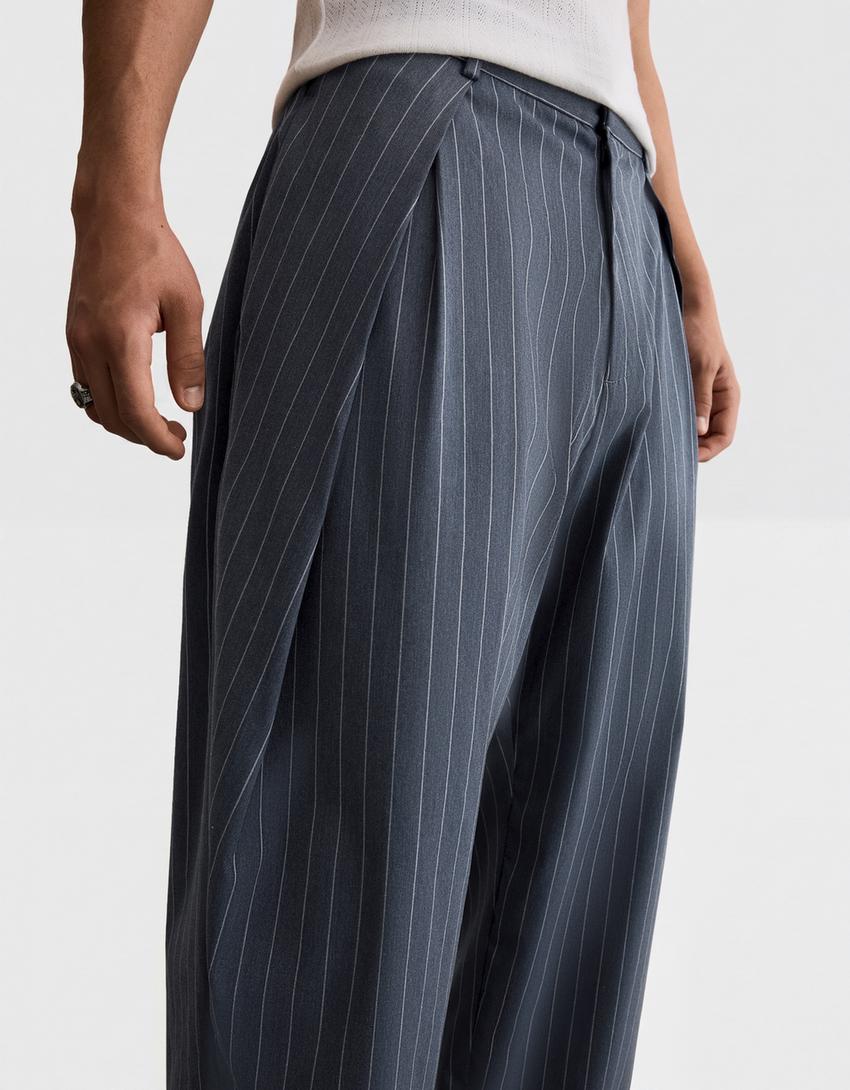 Double-pleat super baggy trousers-Navy