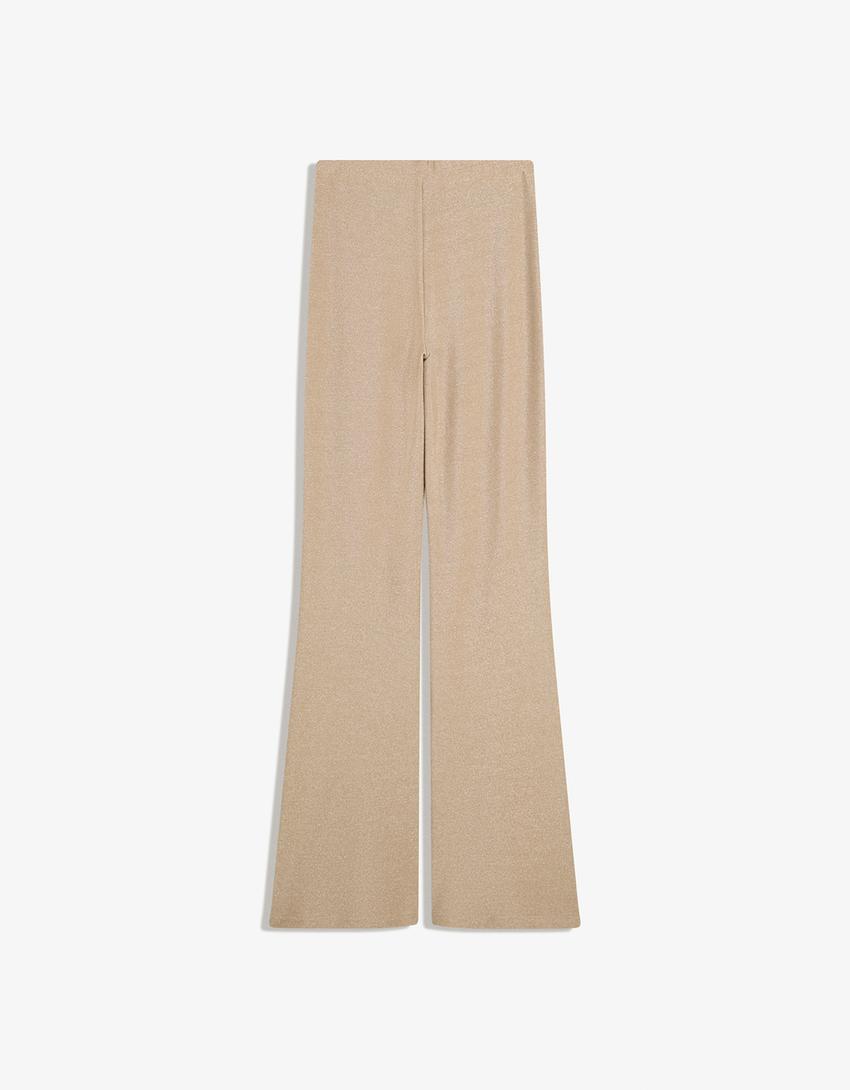 Shimmery flared trousers-Gold