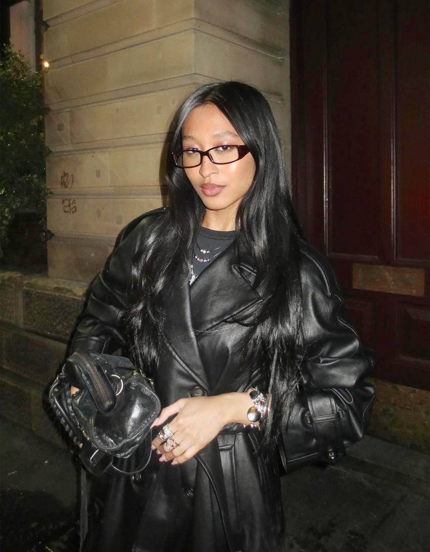 Trench-coat en similicuir-Noir