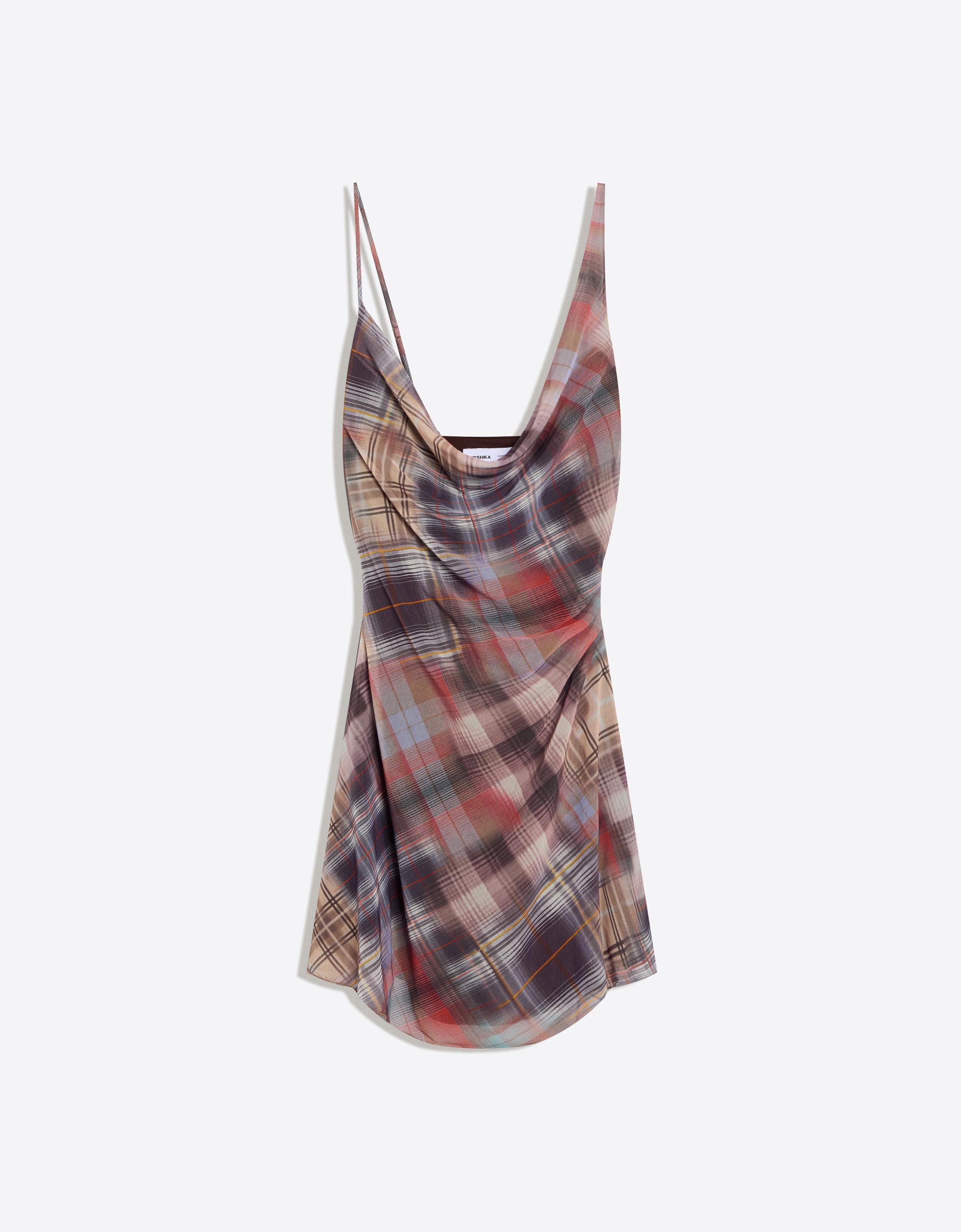 Kareli tül mini elbise - Görsel 8