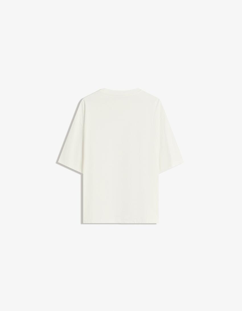 Camiseta manga corta felpa-Blanco roto