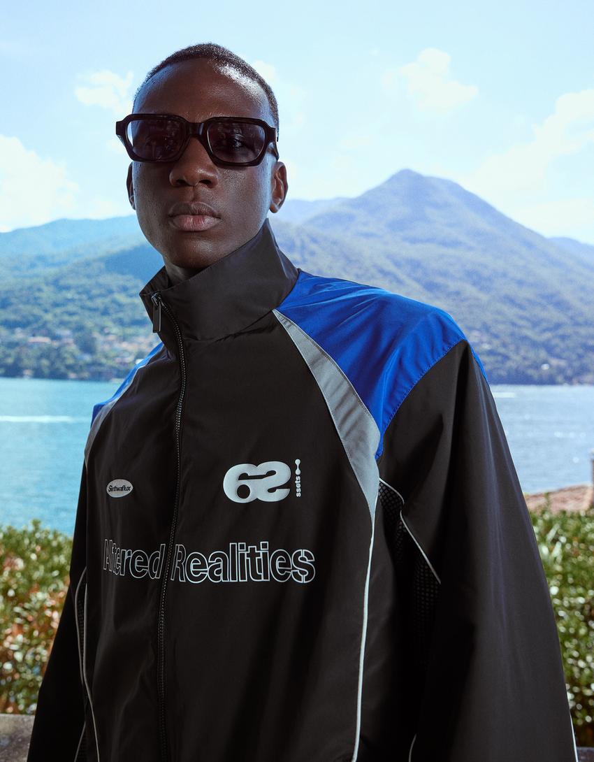 Printed technical jacket-Black