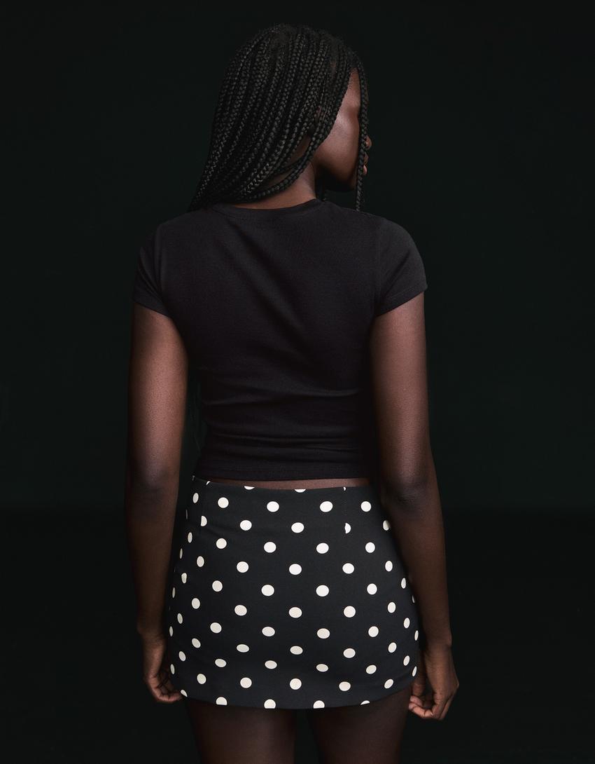 Majica kratkih rukava sa okruglim izrezom-Crna