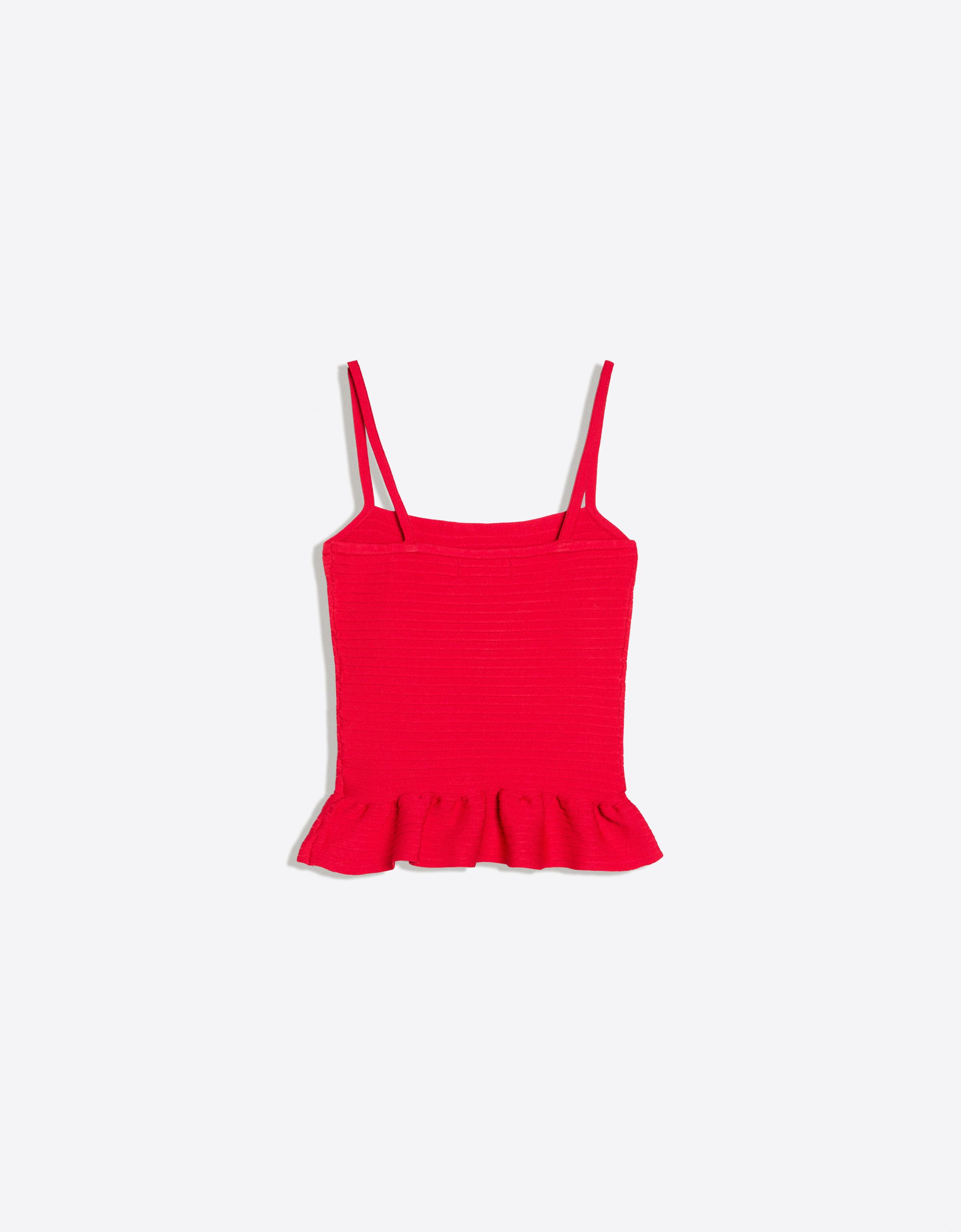 Knit peplum top — Red
