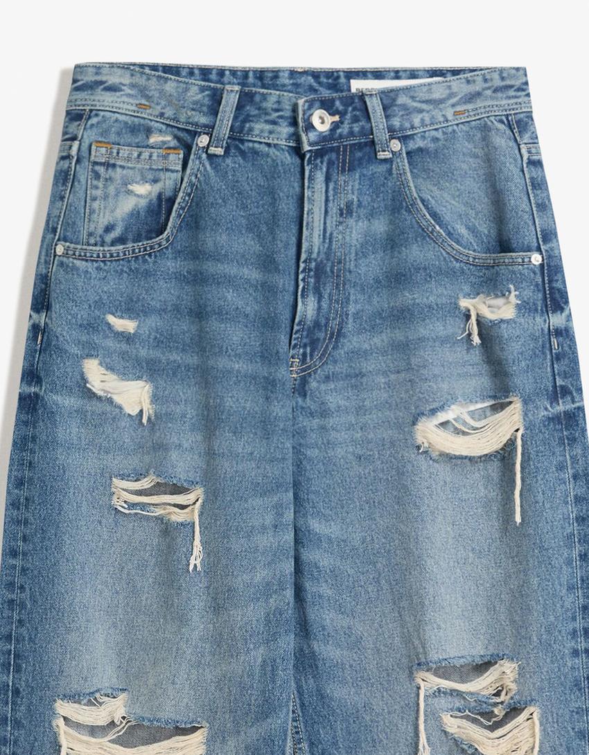 Ripped super baggy jeans-Blue-2