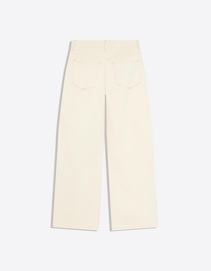 Low-rise boyfriend jeans-Cream