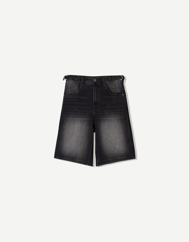 Balloon fit denim Bermuda shorts