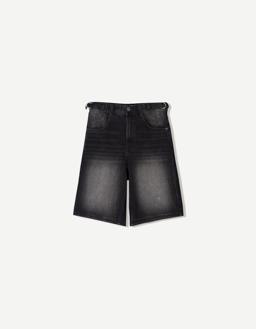Bermuda denim balloon-Noir