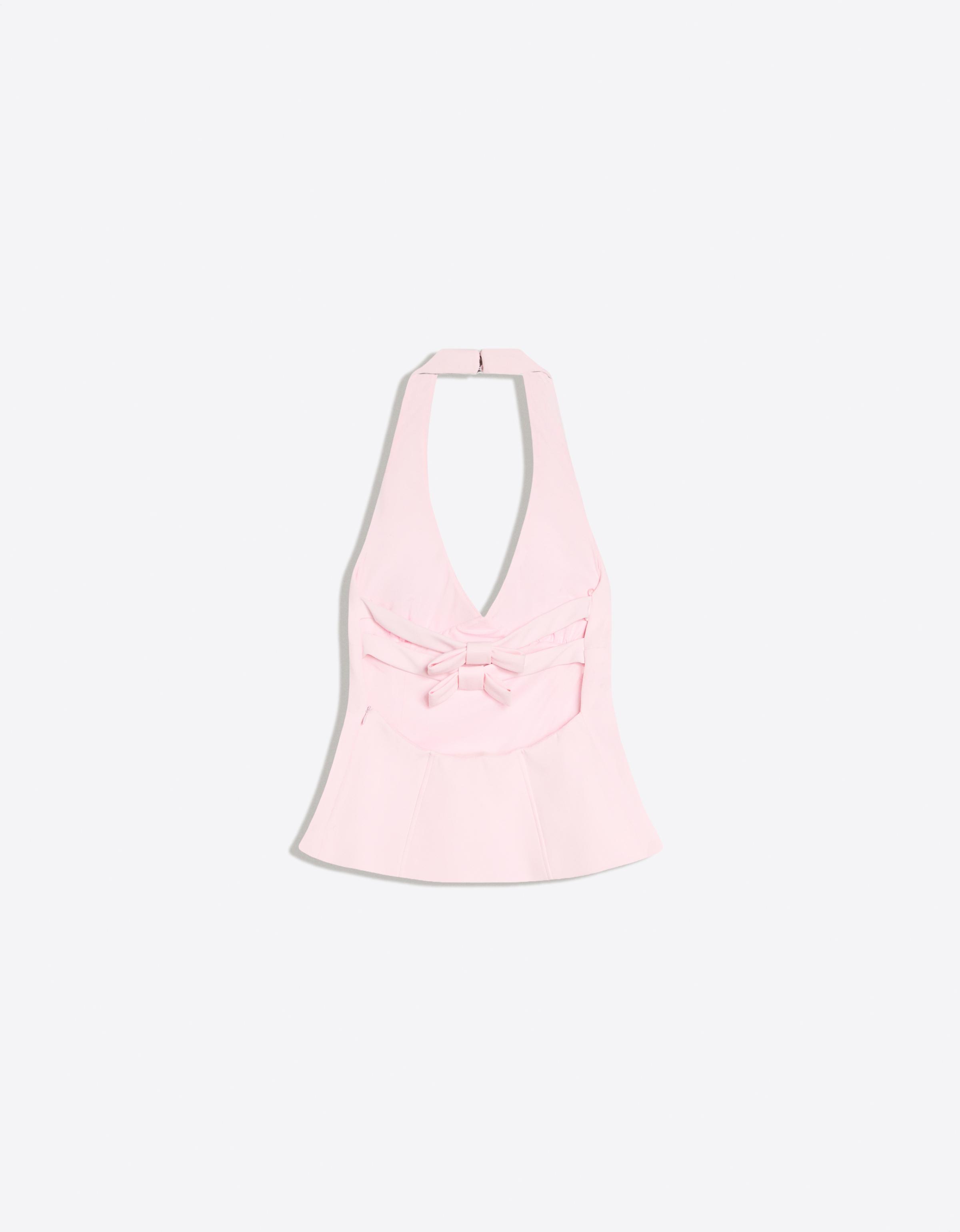 Structured halter top with ties — Pink