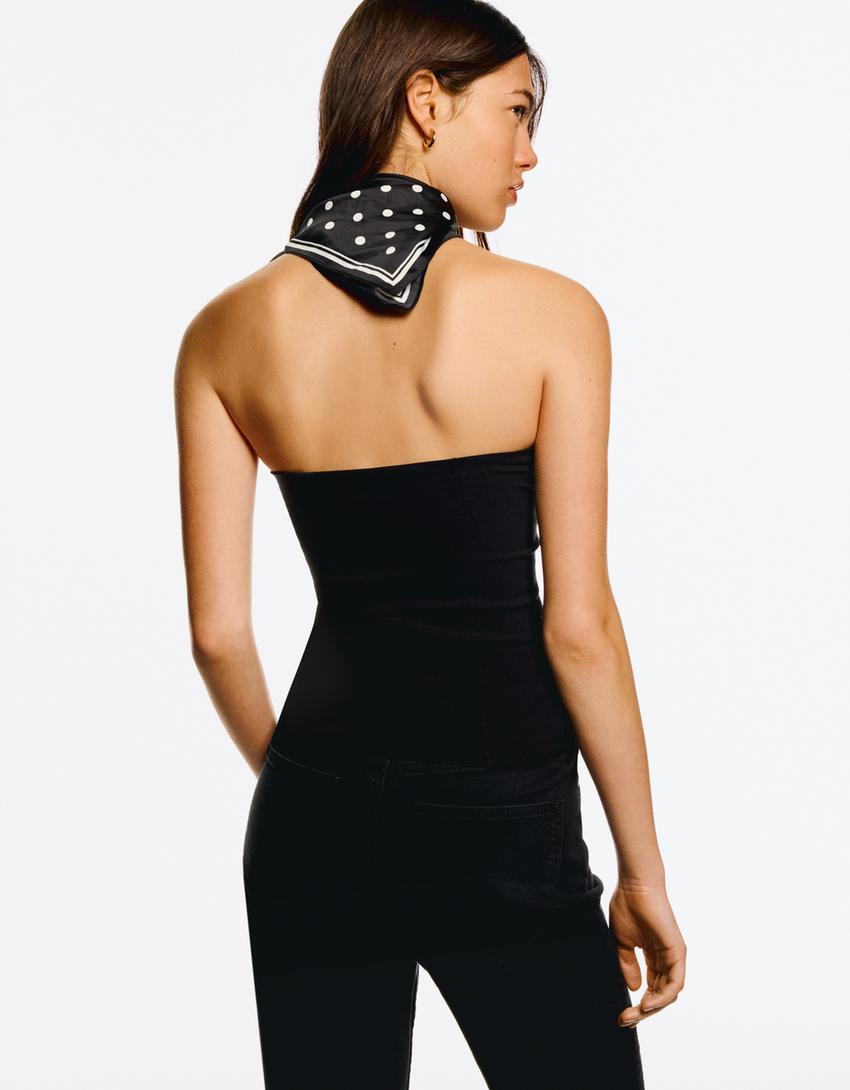 Bengaline corset top-Black-1