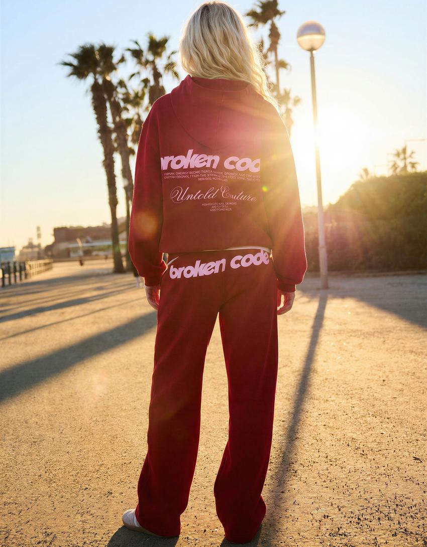 Kapuzenpullover mit Print-Rot