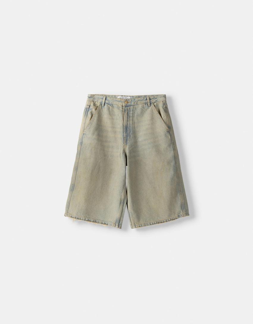 Denim skater Bermuda shorts-Light blue-4