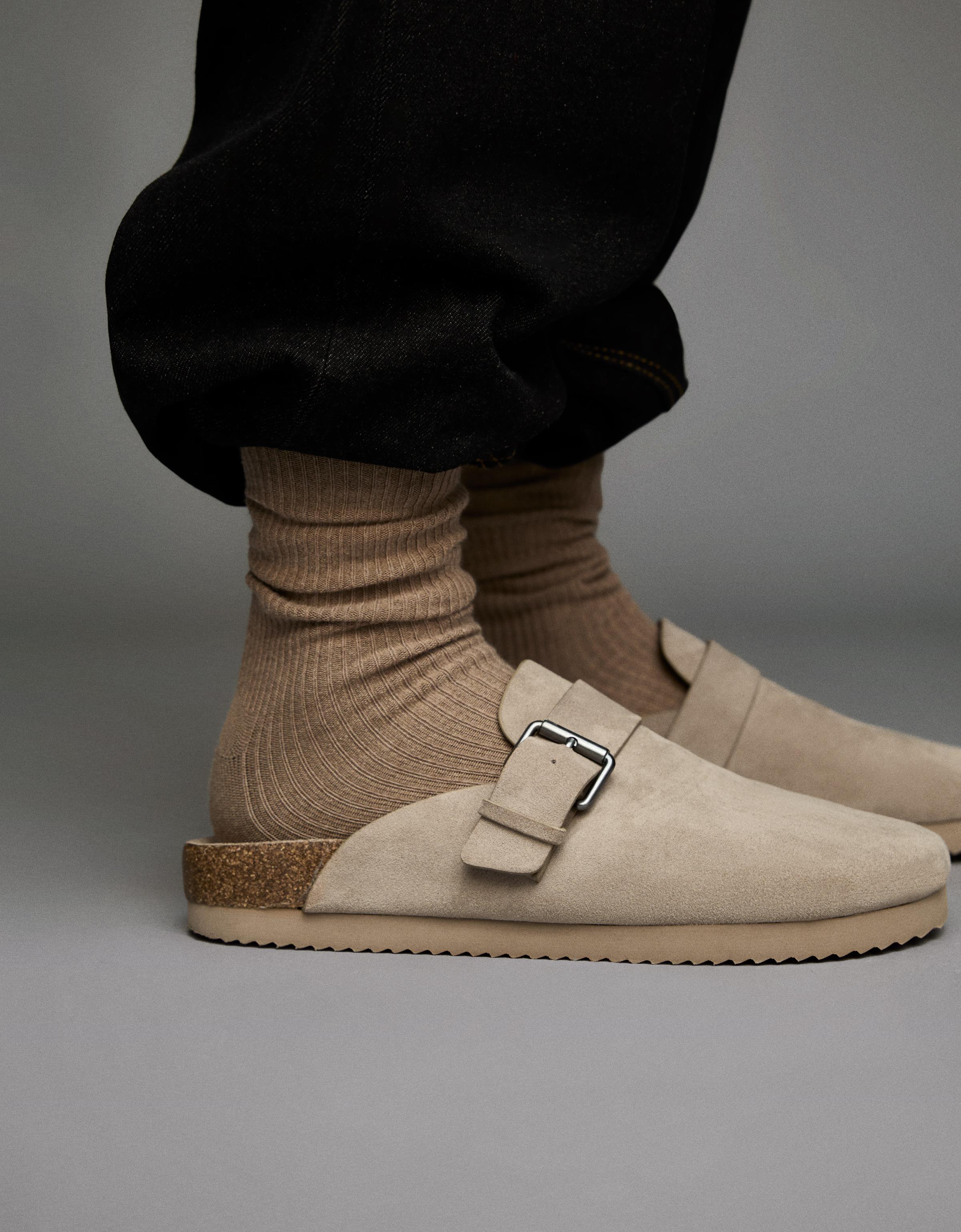 Clogs with buckle detail — TAUPE