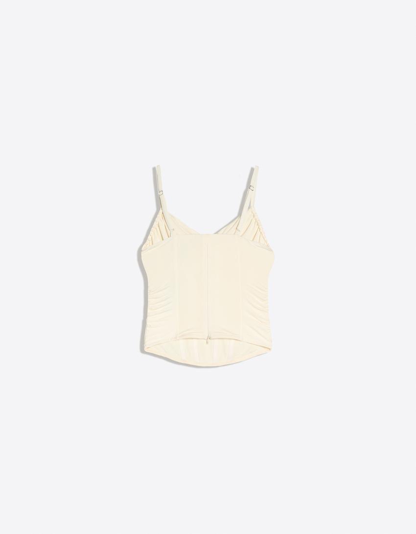 Ruched corset top-Cream