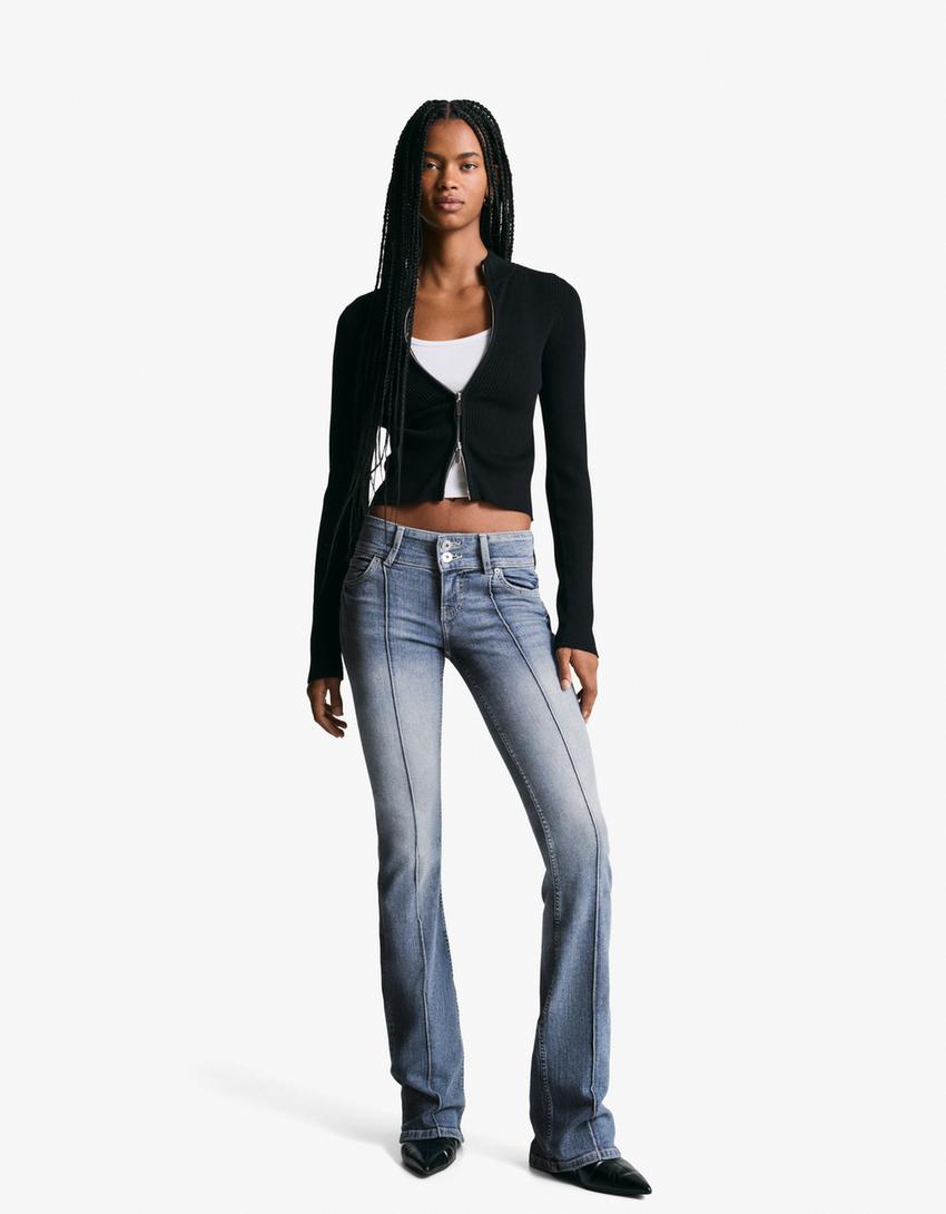 Low-rise boot-cut jeans-Blue-0