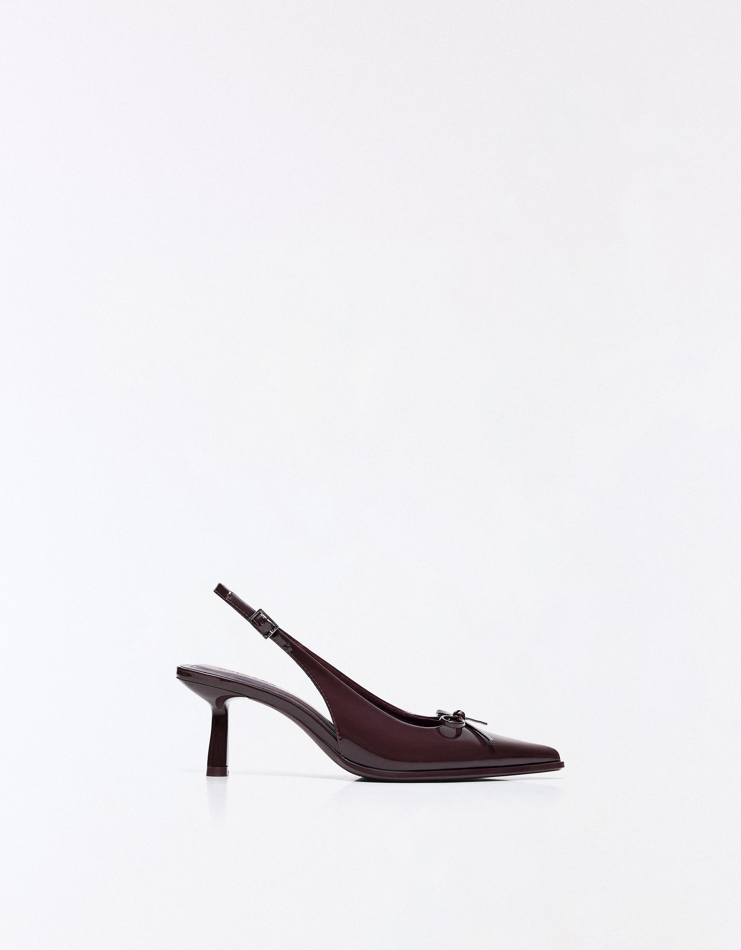 Zapato Tacón Kitten Destalonado Mujer 35 Granate