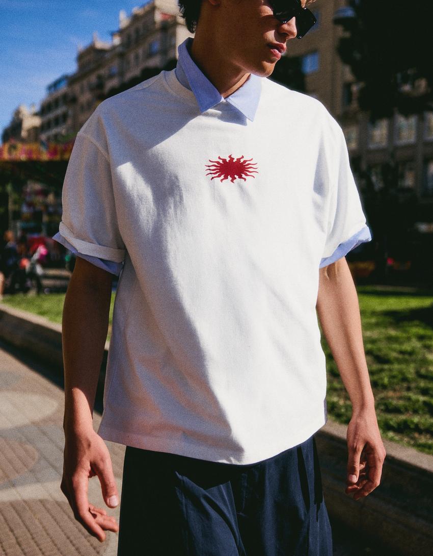 Camiseta boxy fit print-Blanco roto