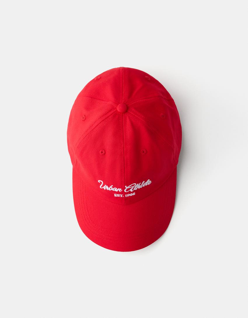 Embroidered cap-Red-4