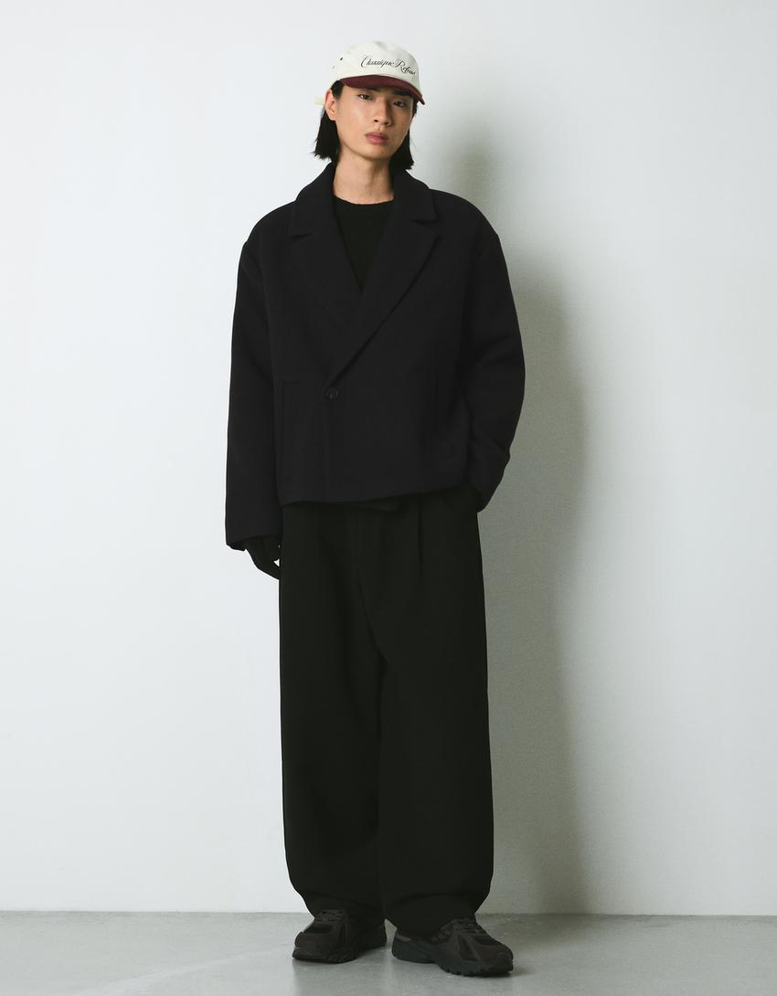 Filca tekstūras jaka-Melns