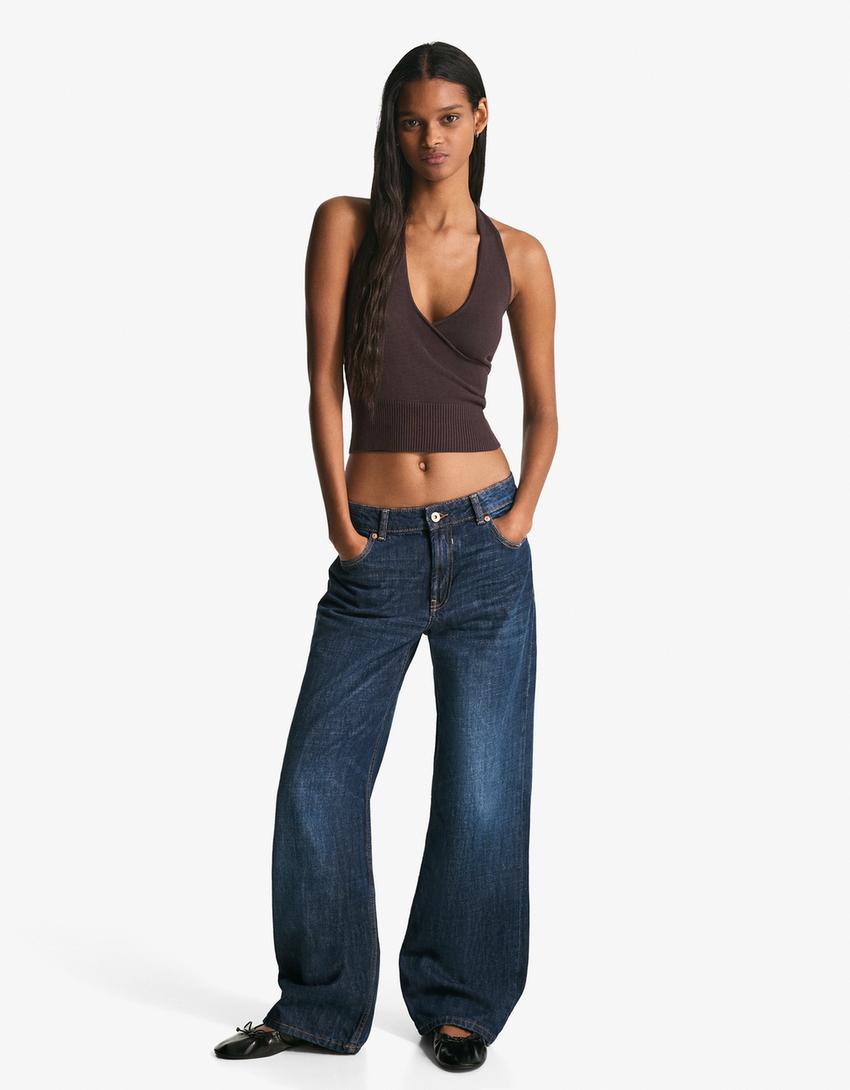 Top halter cruzado-Marrón