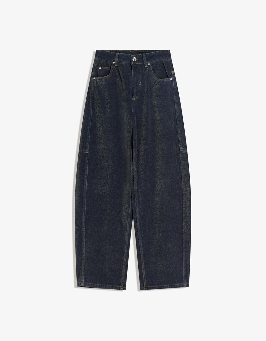 Barrel fit pantolon-Koyu mavi