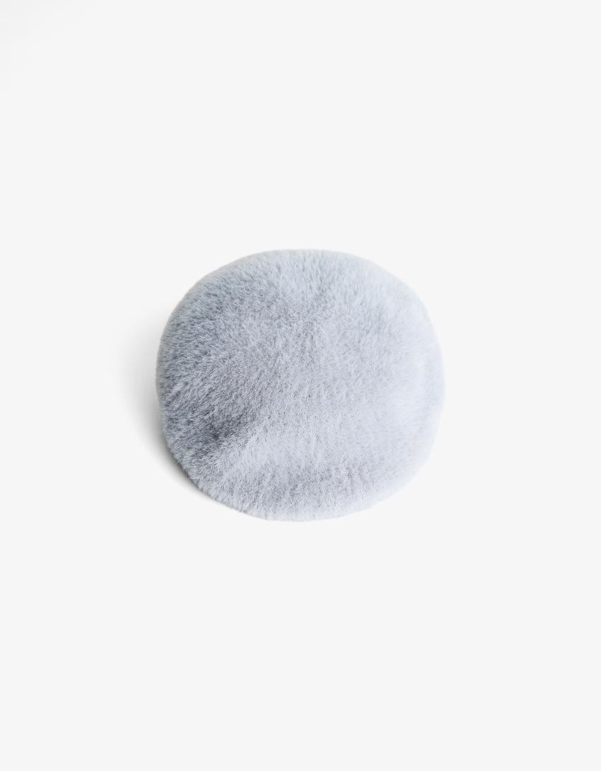 Beret z efektem futra out of core-Szary