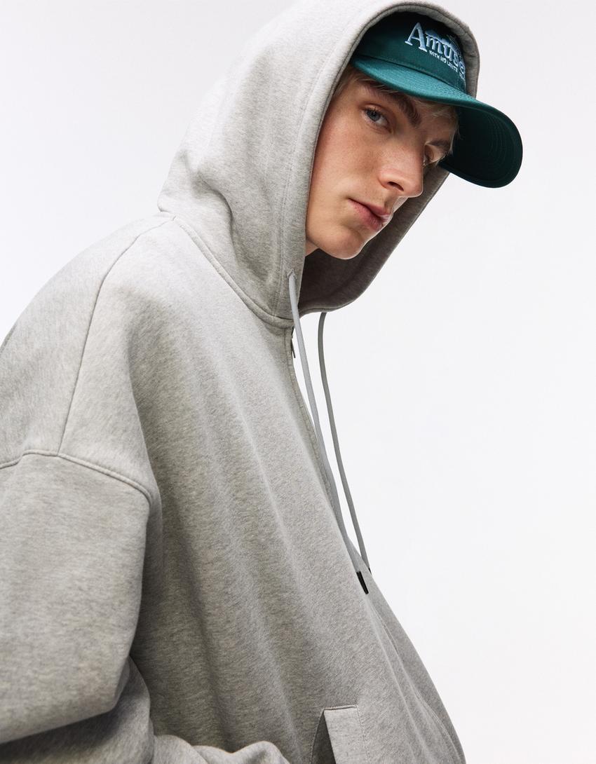 Sweat zippé à capuche-Gris